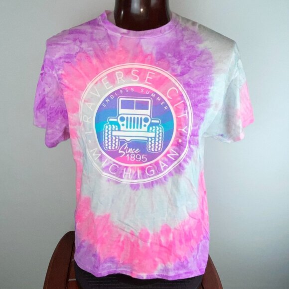 Converse T-Shirt Mens Traverse City Michigan Tie Dye I'm With Her Jeep XL - Picture 1 of 5